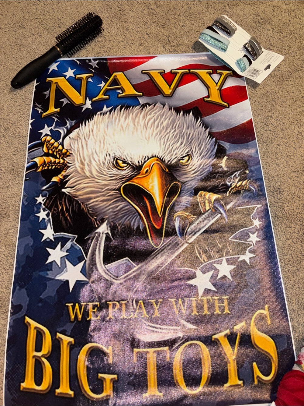 Source Unknown Patriotic Eagle Poster - Blue, White, Gold